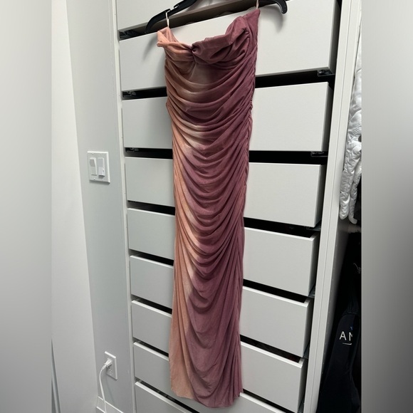 ZARA Sleeveless Split Tone Tie Dye Pink Coral Tulle Dress NWT Size Large - Picture 11 of 16